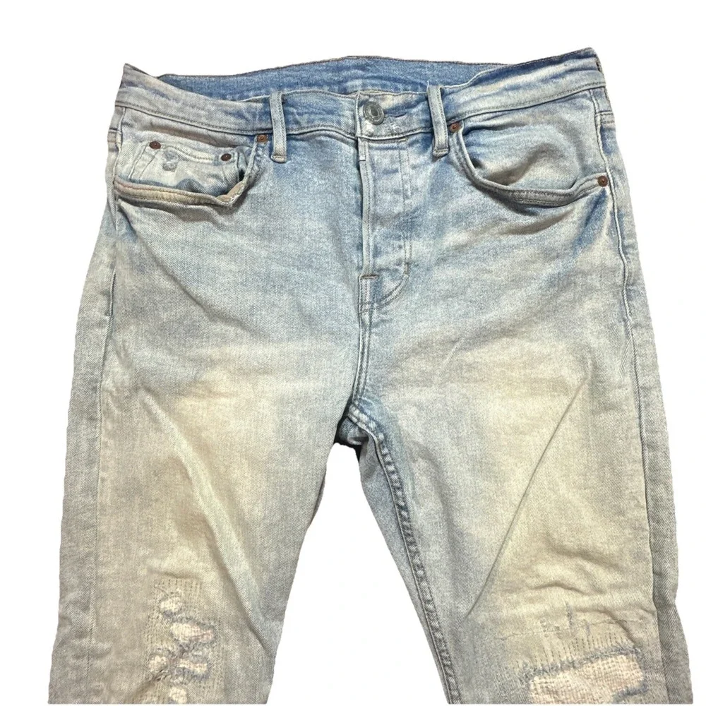 ALLSAINTS Cigarette Jeans Mens Black Wash Slim Fit Denim Distressed Fit 32x32
